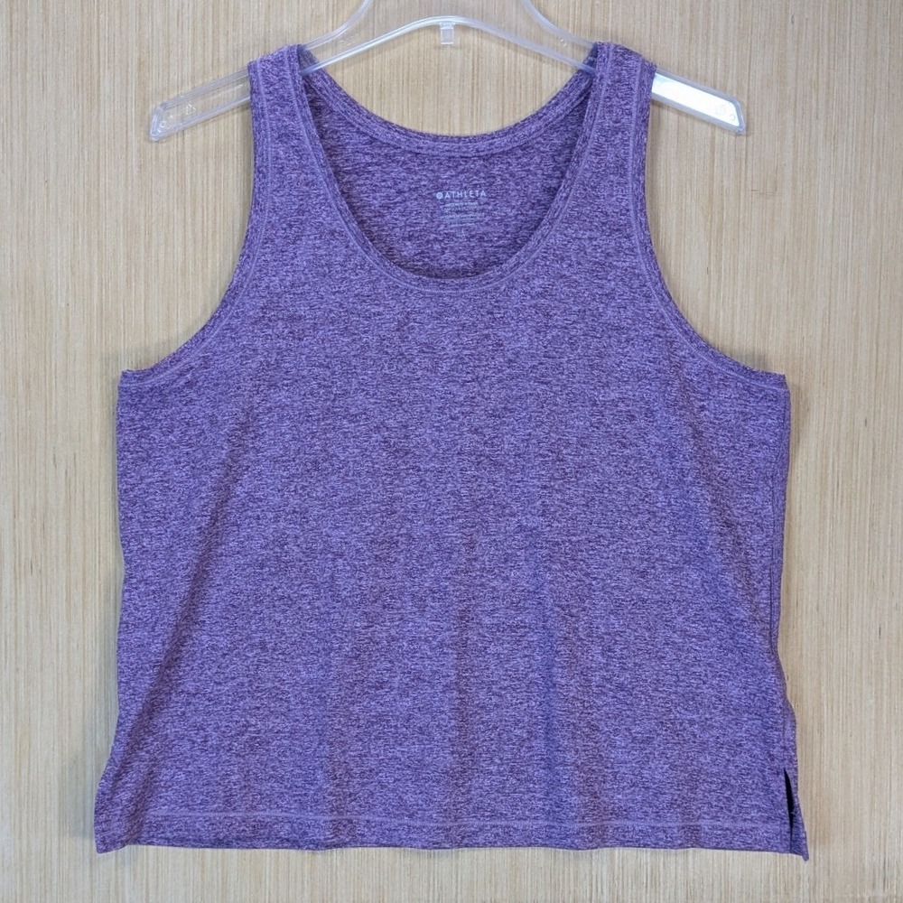 Athleta Uptempo II Tank Purple Heather Scoop Neck Yoga Top Large Activewear Gym